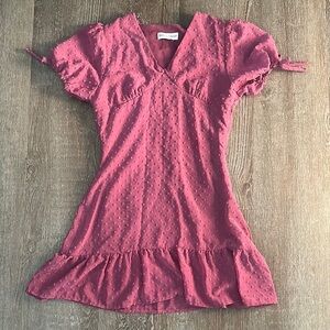 Pink Ruffled Tie Front Sundress with Puff Sleeves